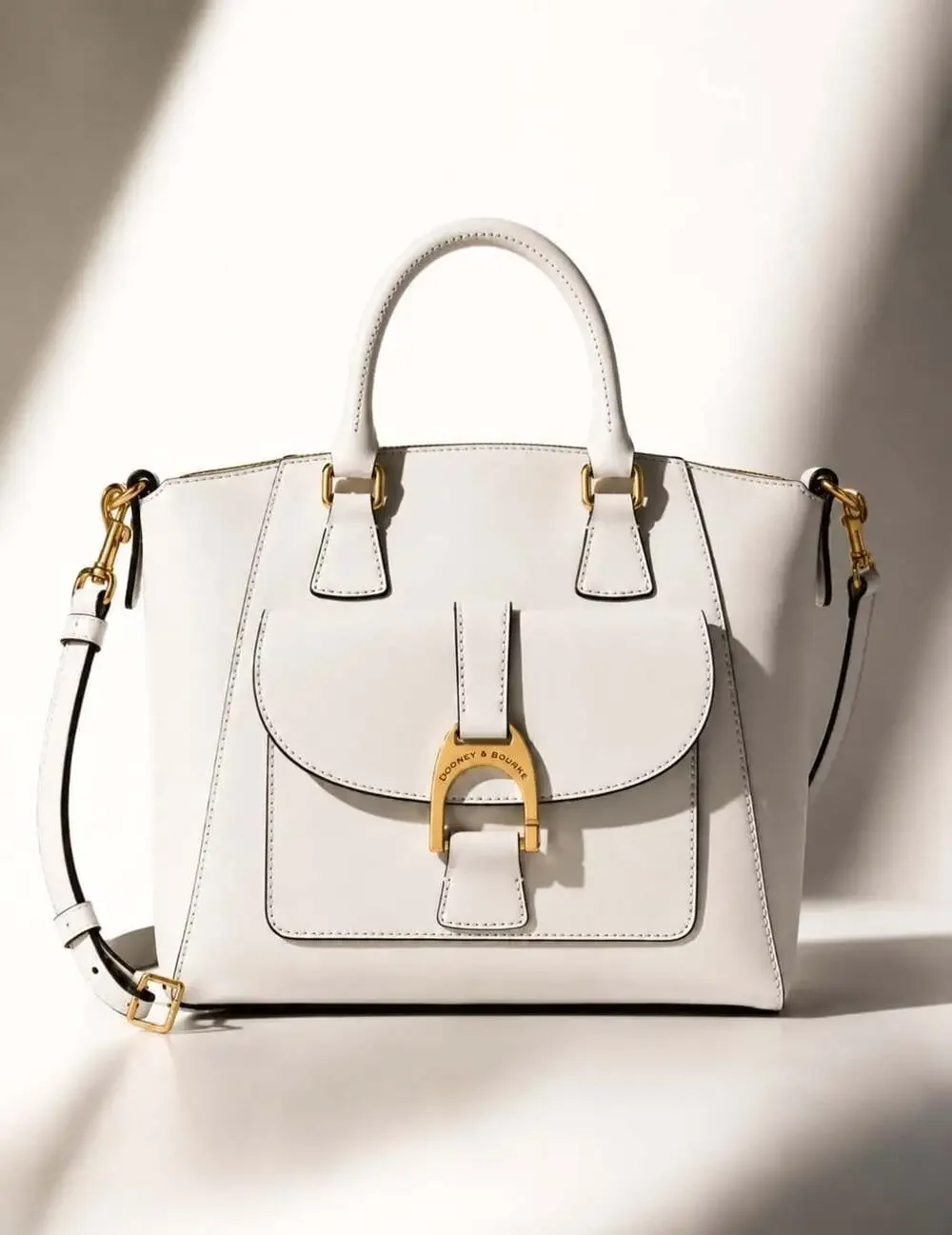 Dooney & Bourke Naomi Satchel White Leather Gold Hardware NWT BEMER1379